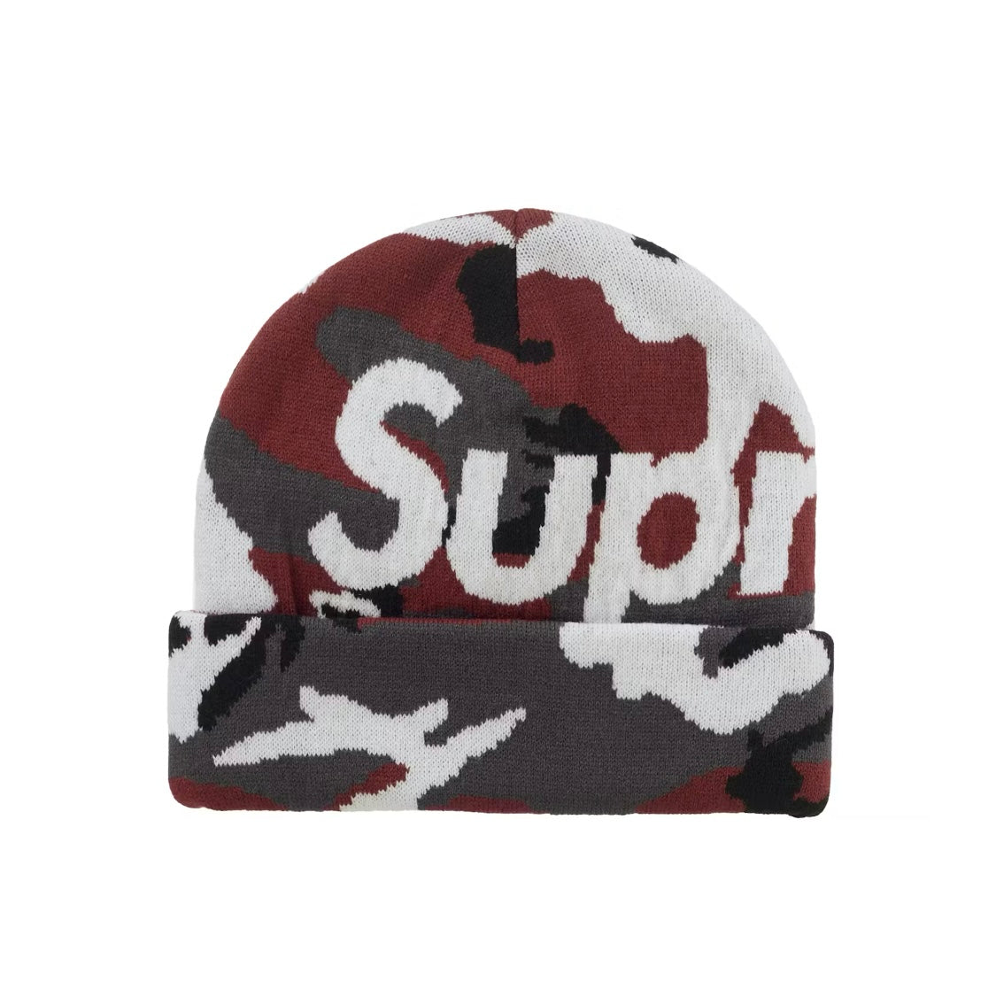 Supreme Camo Big Logo Beanie “Red Camo”