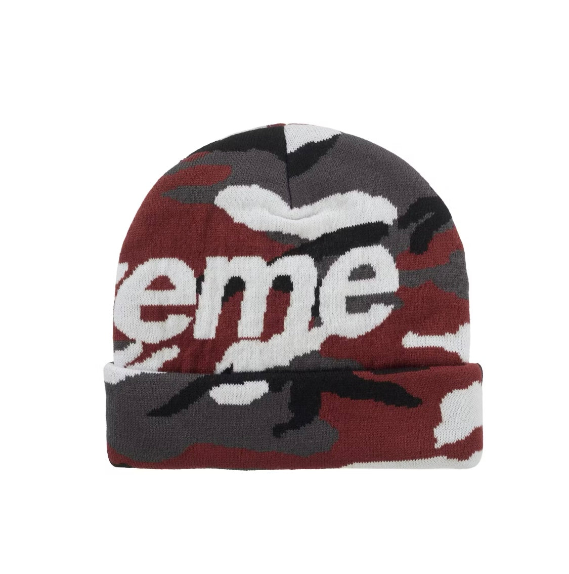 Supreme Camo Big Logo Beanie “Red Camo”